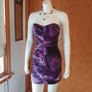Lipsy London Strapless Purple& Black Dress